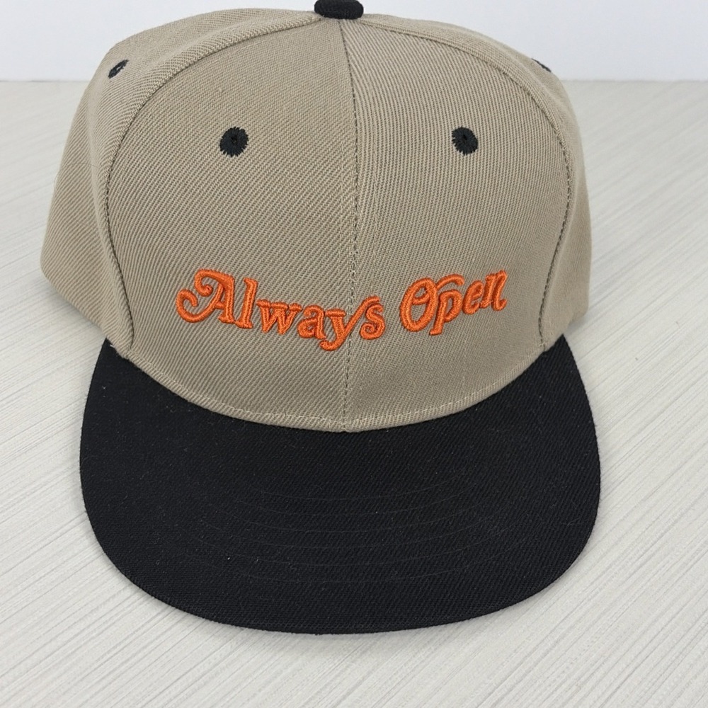 7 Eleven Hat 7-11 SnapBack  "Always Open" Tan Black Hat Cap One Size